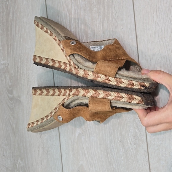 Ugg Australia Women 1689 Leather strap Sheepskin Wedge Sandals shoes sz 10 - Picture 11 of 13